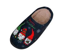 Générique Christmas Slippers for Men and Women Plush Warm with Christmas Gnome Print and Alphabet Merry Christmas Slippers Fluffy Christmas Slipper Casual Comfort Slipper, Black, 7 UK