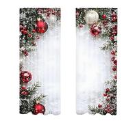 Générique Christmas Window Drape, 2 Pieces Christmas Ball Print Cover - 2D Flat Printed Drapes with Snowflake and Pine Branch Pattern - for Bedroom Living Room Indoor