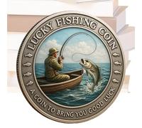 Générique Coin - Metal Pocket Souvenir Collectible - Collectible - For Fisherman, Dad Husband Luck Outdoor Activities Camping And Boating
