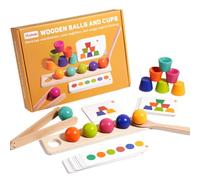 Générique Color Sorting | Preschool Activities Cup And Ball | Fine Motor Skills Pinch Bead Sorting Set - For From 3 Years Old Boys Girls Home Nursery Party
