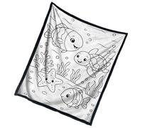 Générique Coloring Blanket for Adults | Comfortable Bedding | 150 x 127 cm Marine Animals Theme Washable Blanket DIY - for Adults Women Teens Bed Travel Home Winter