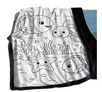 Générique Coloring Blanket for Adults | Marine Animals Theme Rug - 150 x 127 cm Washable Soft Throw Blanket for Adults Teens Sofa Bed Travel Bedroom Autumn Home Winter Airplane Chair