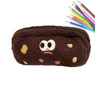 Générique Cookie Pencil Bag, Cute Soft Cookie Pencil Pouch for Students, Large Capacity School Pen Purse, Stylish Stationery Organizer Ideal for Pens, Pencils, Markers and Small Notebook, Dark Brown,