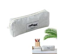 Générique Corduroy Pencil Pouch, Pencil Case Organizer, Shark Pattern Stationery Bag, Soft Cosmetic, School Supplies Storage, Cute Makeup and Travel Pouch for Students and Professionals, Light Grey.,