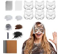 Générique Costume Accessories Set, Mask Making Kit, 7.48 x 6.69 Inches, Includes Mesh and Felt Sheets, Customizable Design, White Cat Mask for Party Cosplay Masquerade Women Men