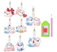 Générique Create Your Own Glitter Key Ring - 8 Pieces Creative Activities Double Sided | Keychain Painting Gems - For Beginners Backpack Wallet Satchel Bag
