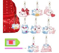 Générique Create Your Own Glitter Keychains | 8 Piece Set Dog Theme Creative Activities - Gems Art Keychain - For Beginner Backpack Handbag Wallet