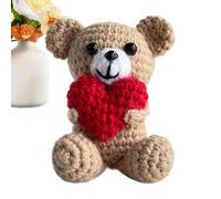 Générique Crochet Bear - s Knitted Cute Plush | 3.54 Inch Handmade Plush Stuffed Animal Pocket with Heart, Decorative Collectible Figurine, Perfect for Garages