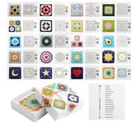 Générique Crochet Card Deck, Handmade Knitting Squares, 4.53x4.53in 20Sheet Craft Set, Portable Patch Kit Activities, Fun Project Tools for Kids, Adults, Beginners, Home Decoration