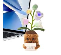 Générique Crochet Floral - Artificial Lily, Handmade Desk Table Decoration, Soft Ambient LED Lighting, Resin Petal Base with Soft Lighting Effect