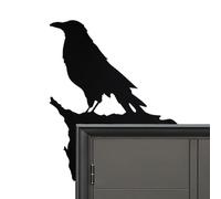 Générique Crow Door Corner, Gothic Raven Silhouette, Wooden Wall Art, Sturdy Precision -Cut, Portable Matte Black Finish, Ideal for Home Decoration, (8.66 x 7.09 Inches)