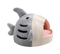 Générique Cuccia Gatto Invernale A Forma Di Squalo - Tana Morbida E Calda in Plush, Chiuso per Gattini E Cani Piccoli (<3kg), Fondo Antiscivolo, Cuscino Lavabile | Grigio 40 cm