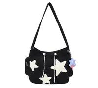 Générique Cute Messenger Bag | Star Pattern Messenger Tote, Large Capacity, Portable Shoulder Handbags for Girls, Outstanding Crafts, Black, Se référer à la description
