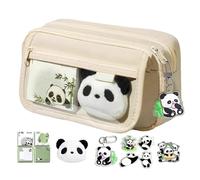 Générique Cute Pen Case - Large Transparent Pencil Soupche, Creamy, Refer | Capacity | Bear Model/Panda Design Pencil Eraser Ruler Stationry Storage Bag Student Girls Teen Office School
