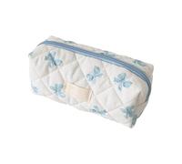 Générique Cute Pencil Case Aesthetic, Bow Pattern Stationery Bag, Cosmetic Organizer Portable Case, Toiletry Makeup Pouch for College Students, Everyday Carry Stuff, 7.87 x 3.15 x 3.15 inches, blue