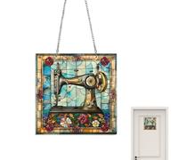 Générique Cute Sewing Machine Sun Catcher, Quilting Pendant, Acrylic Floral Sewing Machine Window Decor, Vibrant Catchers for Outdoor Spaces, Holiday Decorations, and Craft Lover