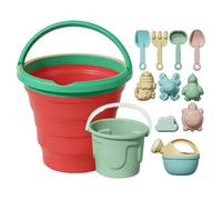 Générique De Sable - Play Set with Foldable Bucket, Rake, Mould, 20 x 17 cm | Foldable Sand Bucket and Shovels Set | Colourful Beach for Ages 3 Years and , Holiday