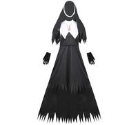 Générique Demonic Nun Halloween Costume for Women Adult Horror Movie Horror Nun Costume with Dress and Veil Scary Outfits for Fancy Dress Party Theater Cosplay