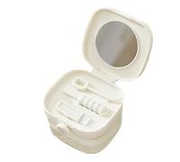 Générique Denture Holder Case for Dentistry - Dental Bath Cup, with Mirror, Teeth Protector, Cleaning Set for Travel, Bathroom, Dental Appliance, white, Se référer au descriptif, Refer to description