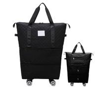 Générique Detachable Wheeled Travel Embossed Pattern Large Capacity Swivel Hand Luggage Double Layer | Extra Large Storage Organization Solution for Maternity, Black, Se référer au descriptif, Refer