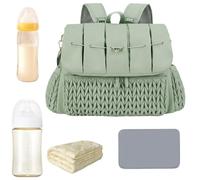 Générique Diaper Backpack, Diaper Backpack | Large Capacity Bag | Waterproof Large Capacity Travel Bag for Mom with Changing Mat for Toys Bottles, Green, Se référer au descriptif, Refer to description