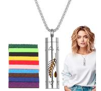 Générique Diffuser Necklace - Aromatherapy Jewellery Stainless Steel | Essential Oil Necklace | Essential Oil Jewellery with Cotton | Soothing, Relaxing & Stress Reduction Pendant, 2-necklace + 10