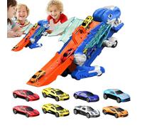 Générique Dinosaur Car Toy - Foldable Circuit Boy's Toy | Portable Carrier and Set of 8 Cars for Boys Girls 3 Years and Up Travel Home School Birthday
