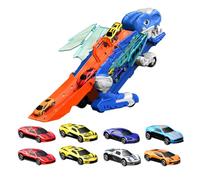 Générique Dinosaur Carrier Truck | Foldable Circuit Boy Toy | Portable Carrier with Eight Cars 3+ Years Old Travel Home Birthday Christmas