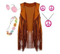 Générique Disco Outfits Accessories Hippie 60s 70s Costume for Women Soft Hippie Costume Hippie Accessories Disco Outfits Fringed Detail Halloween Birthday Easter