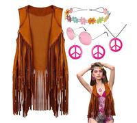 Générique Disco Outfits Accessories Hippie 60s 70s Costume for Women, Soft Hippie Costume - Hippie Accessories, Disco Outfit, Fringed Detail for Halloween, Birthday, Easter