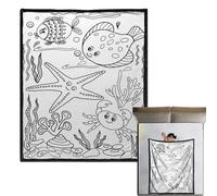 Générique DIY Coloring Blanket - Comfortable Bedding - 150 x 127 cm Marine Animals Theme Washable Blanket DIY - for Adults, Women, Teenagers, Bed, Travel, Home, Winter