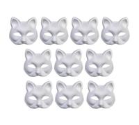 Générique DIY White Paper Cat - 18cm Blank Paper Pulp Cat Set, My Hand Painted Craft Sques | Chat Face Kit