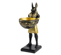 Générique Dog Statue - Standing Resin Animal Statuettes with Bowl | Miniature Egyptian Canine Statue - for Living Room, Office, Bedroom, Bedside Shelves, Bookcases, Support