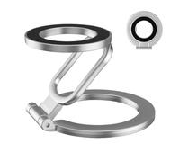 Générique Double Magnetic Ring Phone Holder, Sided Folding Mount, 2.4 x 2.2 in Strong Alloy Grip Stand, Compact Desktop Accessory for Gym, Home Use, Cellphone Support, Hands Viewing