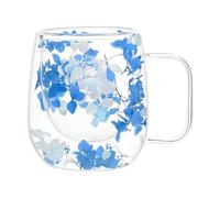 Générique Double Wall Glass Cups - Dried Flower Heat Insulation Cups | Double Layer Clear Glass Tea Cups with Handle 200ml for Milk Latte Tea