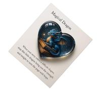 Générique Dragon Pattern Acrylic Pocket Greeting Cards with Small Heart Keepsake Paper Card for Women Girls Office Workplace