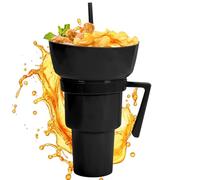 Générique Drink and Snack Cup, Reusable Food Bowl and Cup Combo - Portable Food and Drink Container for Fruit Pop Corn Beach Camping Travel Outdoor