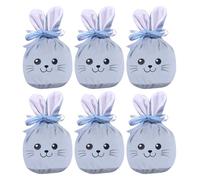 Générique Easter Bags, 6 Pieces 12 x 10 cm Velvet Drawstring Bags for Easter and Storage - Ideal for Family, Teenagers, School, Office, Parties, Snacks, Jewellery