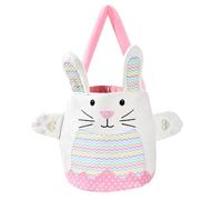 Générique Easter Bags with Handles, Reusable Bunny Tote, 25.4x21.8cm/10x8.6inch Spring Rabbit Egg Hunt Party Supplies, Ideal for Boys and Girls Candy Containers for Easter Parties, Fabric, pink, Se