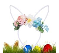 Générique Easter Bunny Ears - Headbands with Flowers, Rabbit Headband, for Costume, Christmas, Halloween, Party, Valentine's Day and