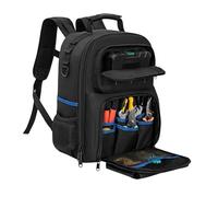 Générique Electrician Tool Backpack Storage Organizer Hard Case with Multiple Pockets Heavy Duty Tool Bags for Men Technician