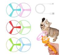 Générique Feline Disc Launcher | Rechargeable Launcher with 6 Flying Discs for Enrichment, Interactive Toy for Cats, Outdoor Play in the Garden, Yard, Patio or Balcony