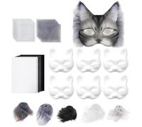 Générique Feline Masks for Creative Activities, Halloween Costume with Eyenets | Children's Costume Accessories for Christmas Parties Family Friends and Cosplay