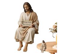 Générique Figurine Desk Jesus Christ, 2.36in/3.74in Sitting Statue Resin Craft with Slogan "I Am Always With You", Religious Decoration Library Dashboard Desk