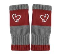 Générique Fingerless Gloves - Heart Embroidered Mitten and Openwork Pattern, Warm Knitted Mitt | for Camping Hiking Motorcycling Cycling Cycling Fishing Driving Activities