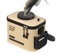 Générique Fishing Gear Camping Bag, Fish Protection Fishing Pouch, 11.8x7.8x8.4in Folding Live Fish Bucket, Reusable Brown/Black Bait Equipment for Home and Travelling, Multicolored, 30cm, Refer to