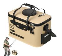 Générique Fishing Gear Camping Bag, Fish Protection Fishing Pouch, 11.8x7.8x8.4in Folding Live Fish Bucket, Reusable Brown/Black Bait Equipment for Home and Travelling, Multicolored, 40cm, Refer to