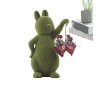 Générique Flocked Bunny Figurines, Green Moss Garden Flocking Rabbits Sculpture, Easter Holiday, Artificial Statue, Ideal for Party Favors, Indoor Table Decoration & Seasonal Display