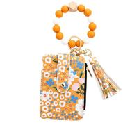 Générique Floral ID Wallet, Floral Wallets for Women, Bracelet Wallet Key Ring | Small Faux Leather Key Ring with Bracelet for Banknotes, Yellow, Se référer au descriptif, Refer to description