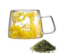 Générique Flower Coffee Mug,200ml Dry Layered Flower Mug|Spring - Creative With Handle, Glass Coffee Cup For Tea, Juice
